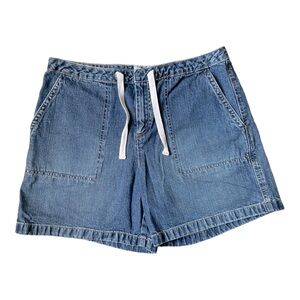 Old Navy Blue Jeans Drawstring Y2K Shorts Size 8 Blue Denim Wash